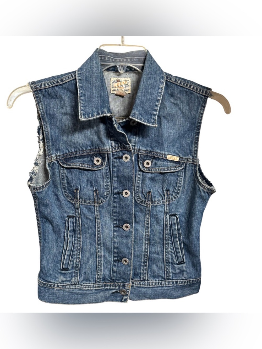 classic vintage Lucky Brand denim vest SZ M
